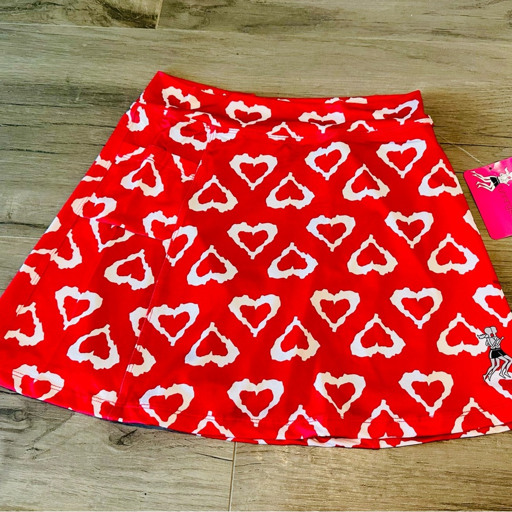 NWT Running Skirts Watermelon Red Heart New w Tags Skirt w Briefs Size 3/Medium